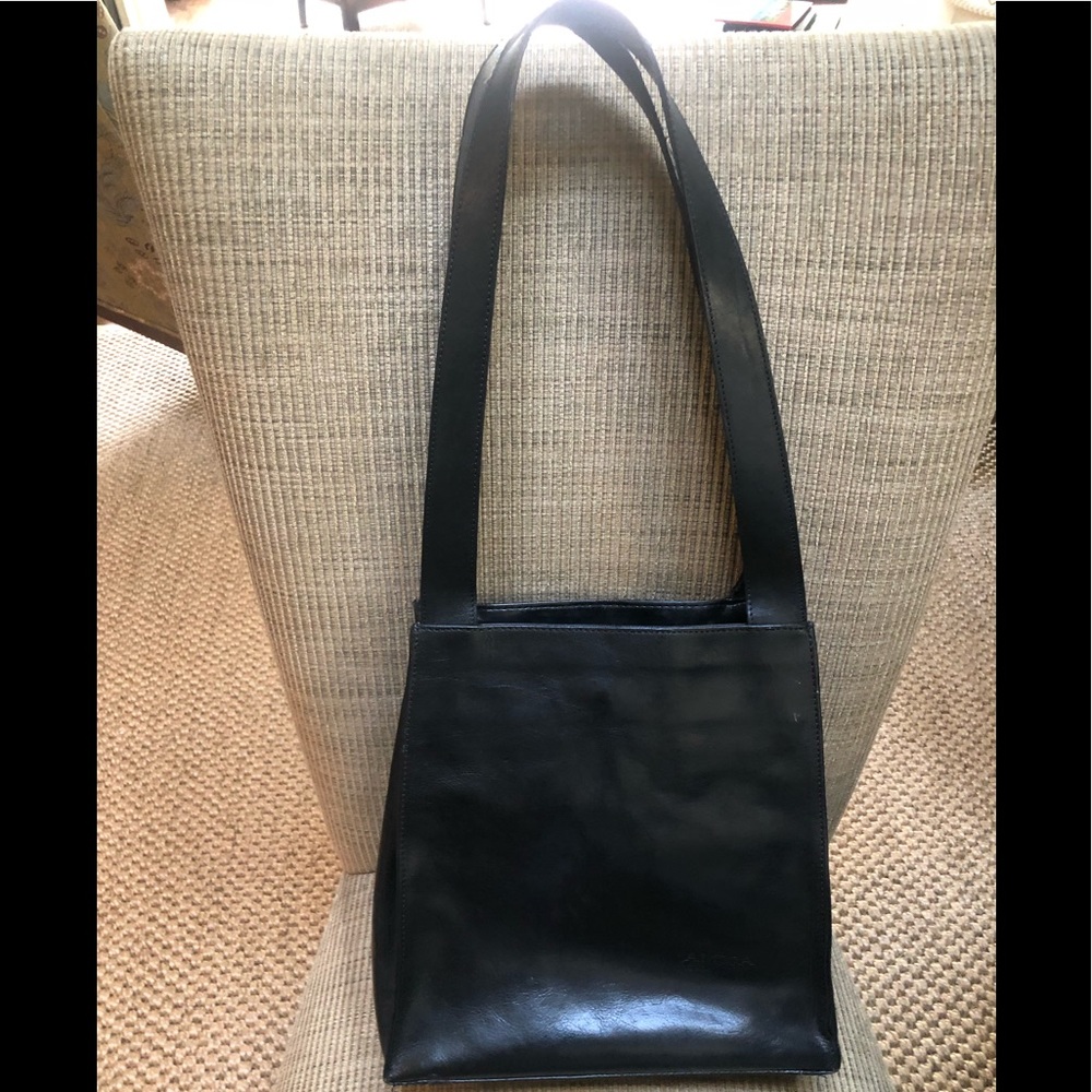 Italian Custom Black Leather Shoulder Bag